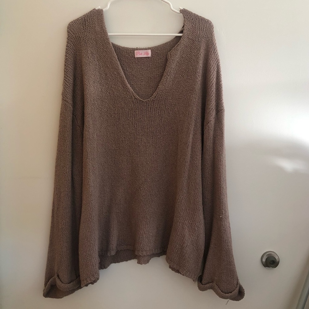 Pink Lily oversized knitted brown sweater